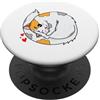 Cat Meow mackerel animal paw Pet cute dr Il gatto si trova rannicchiato con cuori PopSockets PopGrip Adesivo