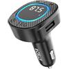 Celly, Car FM Transmitter Kit con Doppia Porta USB per Ricarica Veloce, Luci RGB a 7 Colori, Funzione Vivavoce e Riproduzione Musicale Wireless per Auto