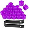 Tyenaza 20 Pezzi 17mm Universale Tappo a Vite Ruota, Tappi Copridado Ruota, Copri Dadi Bullone Ruota, Coperchio di Protezione del Dado Esagonale del Pneumatico con Strumento di Rimozione (Viola)