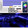 TWETIZ Striscia LED interna per auto in acrilico con APP wireless, accessori per auto 6 in 1 con 145 cm 593 LED, kit di illuminazione ambientale per auto in fibra ottica, striscia LED neon RGB con