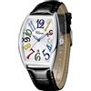 FORSINING Orologio da polso al quarzo da uomo, quadrante grande rettangolare, analogico, con cinturino in pelle impermeabile, orologi da uomo di moda, da business e casual, Argento, Cinturino