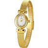 ALANTOP Orologio da polso da donna vintage di lusso, piccolo orologio al quarzo ovale, cinturino in rete con strumenti inclusi, oro, Bracciale