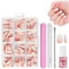 BUTBU Unghie Finte Press On Nail, 240 Pezzi Sfumato Nude Rosa Short Nails, Unghie Finte Adesive Copertura Completa, per Salone Manicure, Nail Art Principiante, Donne e Ragazze
