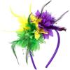 IYOU Cerchietto Mardi Gras con fiori e piume viola Accessorio per capelli da donna per carnevale e festival