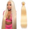 Hxxcoup Human Hair Bundles Sew in Bundles Human Hair Straight Tessitura Capelli Veri #613 Blonde Double Weft Extensions for Women Minimal Smell Low Shedding 32 Pollici