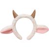 JIHUOO Cerchietto per capelli con orecchie di pecora in peluche con corna di capra carino orecchie di animale cerchietto per capelli orecchie di agnello copricapo fattoria accessori per capelli