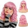 panemy Parrucca Bob Ondulata con Frangia - Parrucca Corta Bob Ondulato con Frangia, Colori alla Moda, Perfetta per Carnevale, Feste di Cosplay e Uso Quotidiano (Rosa)