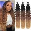 Mscat 18 Inch Ocean Wave 3 Pack Crochet hair Extexsions Long Braids Bungundy Deep Wave sintetico capelli ricci Braiding capelli per donne nere 1B3027#
