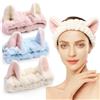 MAOSHYMS Fascia per Skincare Donna, 3 Pezzi Fasce Morbide con Orecchie da Gatto, Fascia Elastica per Lavare il Viso, Struccaggio, Spa e Routine di Bellezza