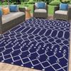 Homaxy Tappeto da Esterno, 150 x 240 cm, Impermeabile, Reversibile, in Plastica, Stile Boho, per Patio, Cortile, Terrazza, Picnic, Spiaggia, Campeggio, Blu Navy