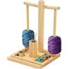 DOUBFIVSY Porta Gomitolo Uncinetto, Porta Filo in Legno, Avvolgitore Magnetico per Lana, Dispenser per Filato, Supporto Filo Magnetico Rotante con 2 Fusi, Supporto Telefono, Porta-aghi (Naturale)