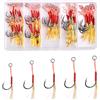 JSHANMEI Assist Jig - Kit di Ami da Pesca, 50 Ganci Con Piume in Acciaio Ad Alto Tenore di Carbonio Affilati per Esche a Passo Lento, Set per Traina