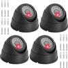PORFOYO 4pcs Telecamera Factizie, Telecamere Cupola Factizie, Telecamera di Sorveglianza Telecamere di Sorveglianza Esterni con Luce LED Lampeggiante, per Uso Interno Esterno Nero