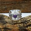 Africano Ametista Gemma 925 Argento Sterling Mano Spinner Anello Tutte le Misure