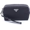 PRADA Borsa PRADA Re-Nylon Small Pouch 1NS021R067F0002 Nylon pelle nera NUOVA donna