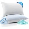 UNIKOME Cuscino di raffreddamento 50x70CM Set di 2, cuscino in Memory Foam a doppia faccia, cuscino di raffreddamento freddo/caldo rimovibile, blu per l'estate/autunno, bianco per primavera, Oeko-Tex