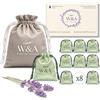 W&A Sacchetti di Lavanda Profumati in Raso (8 pezzi) | Antitarme Naturale | Lavanda di Provenza | Ultima Raccolta | Idea Regalo + Bustina Riutilizzabile | 120g di Fiori (Verde salvia)