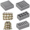 Minnhua 4PCS Organizer Cassetti Armadio Organizzatori per Biancheria Intima Pieghevole Divisori per Cassetti Salvaspazio avec 1PCS Panier et 1PCS Sac de Rangement er Reggiseni Mutande Calzini Cintura