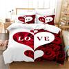 VTRXEG Copripiumino Matrimoniale Love 200x200cm,Set Di Biancheria Love Rosso e bianco Set,Incluso 1 Copripiumino E 2 Federe 50x75cm (E, 200x200cm)
