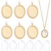 Beebeecraft 1 Scatola 6 Set Cabochon Vuoti, 14x10mm Kit Vassoio per Ciondoli in Acciaio Inossidabile Placcato Oro 14K Base Ovale Vuota per Ciondoli e Cabochon in Vetro Trasparente per La Creazione