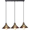 iDEGU 3 Luci Lampadario a Sospensione Industriale Lampada a Sospensione Vintage Stile Edison E27 Plafoniera Lampada da Soffitto per Sala da Pranzo Soggiorno Cucina Bar, 22CM (3 Luci Palo, Bronzo)