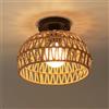 LIGKIN Plafoniera Rattan Lampadario Soffitto Vintage Industriale Lampadario E27 Plafoniera Retro Paralume Metallo e Corda di Canapa Illuminazione per Soggiorno Sala da pranzo Camera da letto