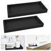 TOWEBOORY Vassoio da Bagno in Silice, Portaoggetti Vassoio Toeletta Decor Rettangolare per Riporre Gli Oggetti in Bagno (30 * 12.5 * 1.8cm Nero)