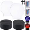 GAOUTO 2 prese luminose a LED, 7 colori, dimmerabili, luce notturna con telecomando e cavo USB, base per display a LED per camera da letto, cameretta dei bambini, soggiorno, bar, negozio, caffetteria