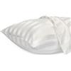 Lirex Set di 2 Federe in Raso 40x80cm, Protezione Capelli e Pelle & Antirughe, Chiusura a Cerniera, Strisce Bianche