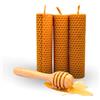 DECEVI Candele Cera d'Api Naturale 100% al Miele per Riti - Fatto a Mano, Senza Parafina né Sostanze Chimiche (Pack 3, 13 x 3,5 cm)