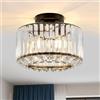 ANWIO Lampadario Cristallo Nero, Plafoniera Camera da Letto E27 con 1 Luce, Lampadari Cucina Cristallo Moderno, Lampadario Sala da Pranzo con Paralume in Vetro, 26.5 CM (Senza Lampadine) Kitchen