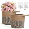 FARYODI Cesti sospesi in cotone, organizer, cesto portaoggetti, cestini da parete con manici 15x15 cm, cestini portaoggetti per cucina, bagno, camera da letto, soggiorno, organizer portaoggetti da appendere