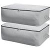 Omygarden Borsa portaoggetti in tela di cotone traspirante morbida e resistente, 2 pezzi, organizer per armadio per biancheria da letto, trapunte, cuscini, coperte, vestiti, 65 * 47 * 22 cm, Grigio chiaro