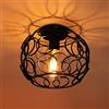 iDEGU Plafoniera Vintage in Metallo Disegn Cerchio Lampadario Soffitto Industriale E27 Lampada da Soffitto Decorazione Lampada per Cameretta Caffè Restaurent Ingresso Corridoio (25 cm, Nero)