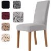 Homebliss Coprisedie con Schienale 6 Pezzi in Velluto Elasticizzati, Universale, Copri sedia Cucina Soggiorno Super Morbido Comodo Anti-Graffio - Grigio chiaro