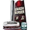 SMASHI BURGER SMASHI® Pressa per Hamburger Pieghevole in Acciaio Inox 304 + 20 Fogli Antiaderenti - Smash Burger Kit Professionale - Pressa Manuale per Hamburger (Smash Burger Press Martello)