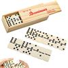 Morainjay D6 Domino - Set da gioco con scatola di legno, pietre domino classiche, giochi divertenti, 28 fogli Premium Miamine