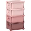 HOMCOM Contenitori per l'archiviazione dei bambini, 4 cassettiere, bordi arrotondati, design rialzato, 37x37x76 cm, Rosa