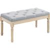 HOMCOM Panca a Fondo Letto Rivestita in Lino Sintetico con Gambe in Legno e Seduta Imbottita, Stile Vintage, Grigio Chiaro | Aosom Italy