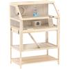 PawHut Gabbia per Criceti in Legno a 3 Piani, Gabbia per Roditori con Fondo Estraibile, Ripiano, Ruota, Altalena, Rampa e Casetta, 80x53x117 cm, Legno Naturale | Aosom Italy