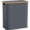 HOMCOM Cestino Porta Biancheria Doppio Pieghevole 80L, Contenitore per Biancheria Sporca con Coperchio e Maniglie Scanalate, Grigio | Aosom Italy