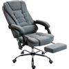 Vinsetto Poltrona da Ufficio Massaggiante e Riscaldante, Sedia da Ufficio, Altezza Regolabile, Schienale Reclinabile, 65x70x111-119cm, Grigio | Aosom Italy