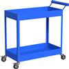 DURHAND Carrello da Officina a 2 Livelli, Maniglia Laterale e Ruote Bloccabili, 84,5x38x84 cm, Blu | Aosom Italy