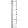 HOMCOM Scaffale per Libri con 2 Cassetti e Anta, Libreria Stretta con 6 Ripiani Aperti, 32x24x181,5 cm, Bianco | Aosom Italy