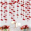 Pink Blume pinkblume Ghirlanda a forma di cuore rosso da 15 m con glitter metallizzati da appendere, striscione per anniversario, festa della mamma, San Valentino, fidanzamento, matrimonio, addio al nubilato,