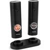 Huslog Macinasale e Pepe Elettrico con Luce LED durante la Macinatura, Funzionamento a Batterie (4×AAA), Grossolanità Regolabile, Contenitore 70 ml, con Base e Spazzola di Pulizia, Nero