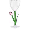 Ichendorf Milano Calice Ottico Tulipano Rosa, Collezione Botanica, 28 cl, Vetro Borosilicato, Fatto a Mano