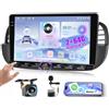 Hikity 2+64G Android 15 Autoradio per FIAT 500 2007-2015 Radio Carplay Android Auto Wireless 9 IPS Touch Screen Radio con Telecamera Bluetooth Navi WiFi FM RDS Mirror Link DSP