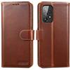 Lensun Custodia per Samsung Galaxy A53 5G, Cover in Vera Pelle [RFID Blocking] Libro con Portafoglio Chiusura Magnetico Flip Custodie Cuoio per Telefono Samsung A53 5G -Marrone scuro