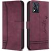 Bravoday Cover per Motorola Moto E13 / Moto E13, Flip Custodia in Pelle PU con Slot per Schede, Portafoglio Custodia per Motorola Moto E13 / Moto E13, Vino Rosso
